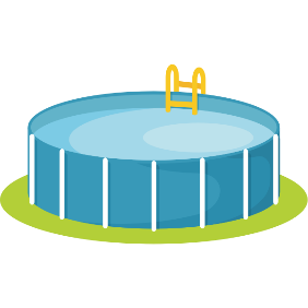 a more permanent above-ground pool with a ladder for entry