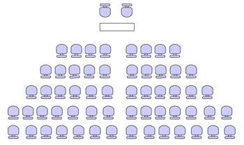 scale drawing of chairs set up in an auditorium style