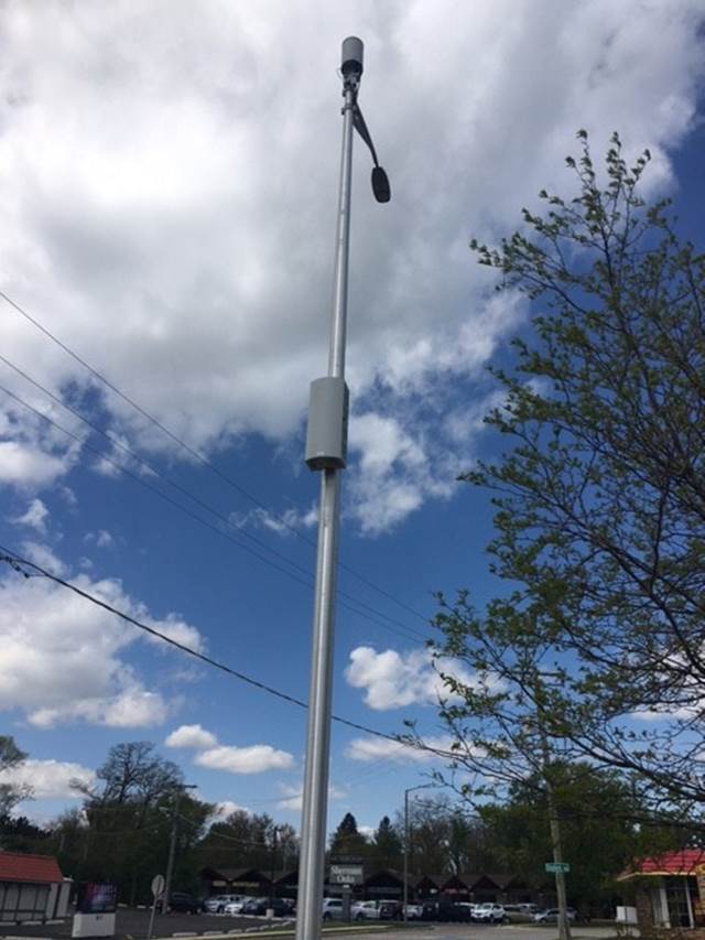 small cell equipment mounted on a light pole