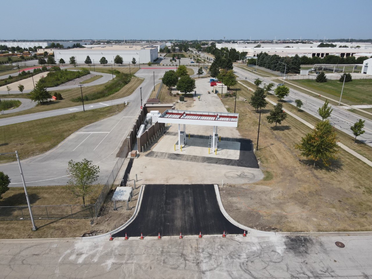 an overhead view of Naperville's compressed natural gas station